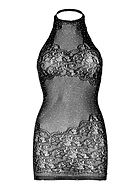 Night mini dress, rhinestones, halterneck, open back